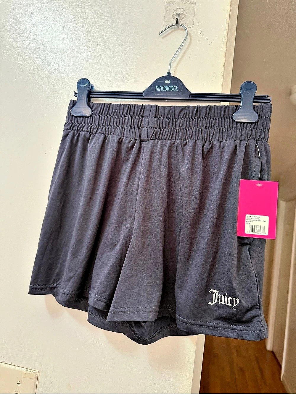 Juicy Couture Ladies High Waistband Active Short Athletic Shorts Gray Medium